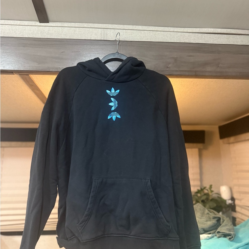 Black Hoodie with Blue Logo